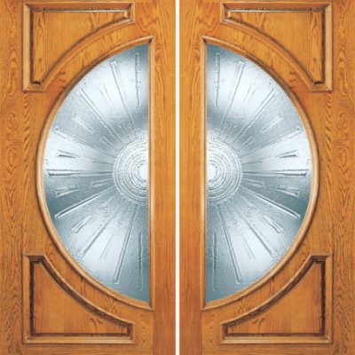 Red Oak Double Unique Entry Wood Exterior Door 108-B
