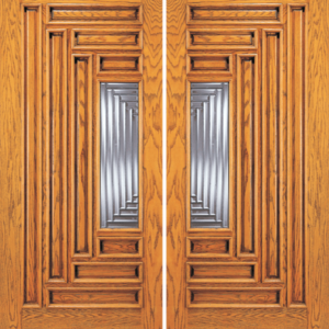 Red Oak Double Unique Entry Wood Exterior Door 109-A