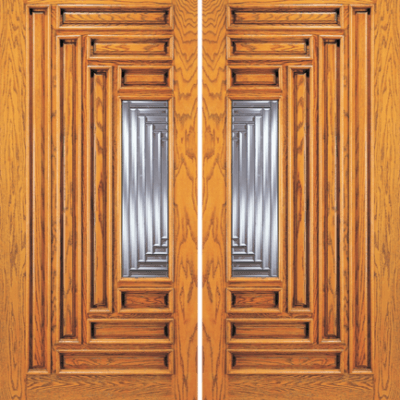 Red Oak Double Unique Entry Wood Exterior Door 109-A