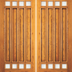 Red Oak Double Unique Entry Wood Exterior Door 114