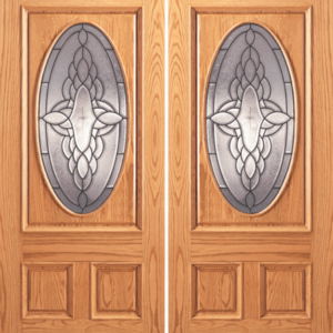 Red Oak Double Unique Entry Wood Exterior Door 511-A