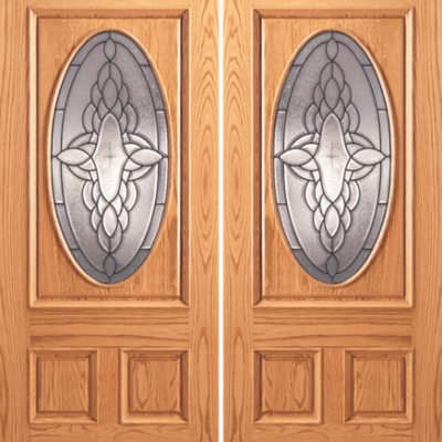 Red Oak Double Unique Entry Wood Exterior Door 511-A