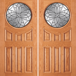 Red Oak Double Unique Entry Wood Exterior Door 54-B