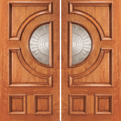 Mahogany Double Unique Entry Wood Exterior Door 676