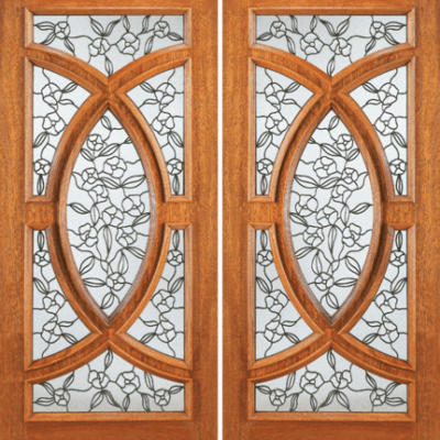 Red Oak Double Unique Entry Wood Exterior Door 695-A
