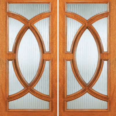 Red Oak Double Unique Entry Wood Exterior Door 695-B