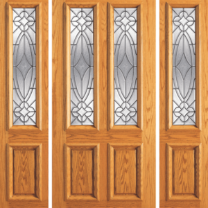 Red Oak Single Unique Entry Wood Exterior Door 101-A