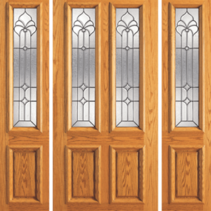 Red Oak Single Unique Entry Wood Exterior Door 101-B