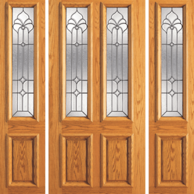Red Oak Single Unique Entry Wood Exterior Door 101-B