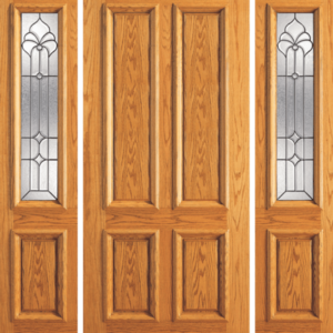 Red Oak Single Unique Entry Wood Exterior Door 101-PP