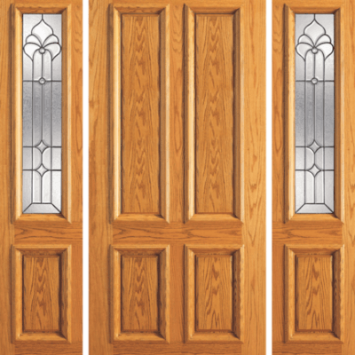 Red Oak Single Unique Entry Wood Exterior Door 101-PP