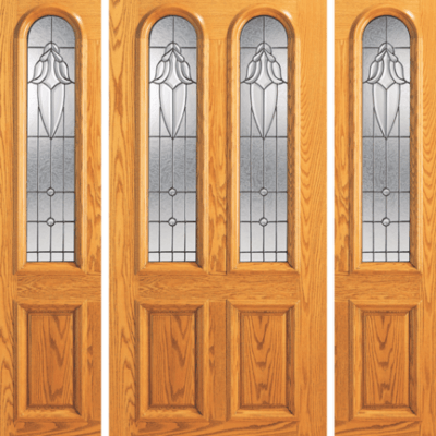 Red Oak Single Unique Entry Wood Exterior Door 102-A