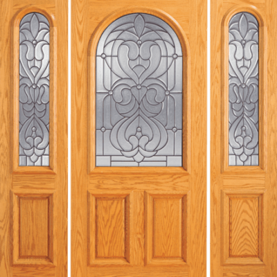 Red Oak Single Unique Entry Wood Exterior Door 107-A