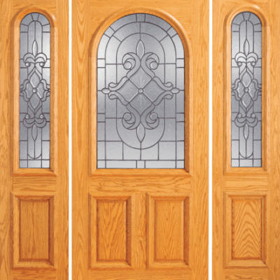 Red Oak Single Unique Entry Wood Exterior Door 107-B