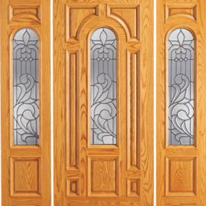 Red Oak Single Unique Entry Wood Exterior Door 525-A
