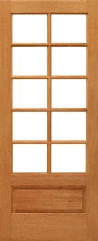 Mahogany Single French Door with 10/5 Glass Prehung