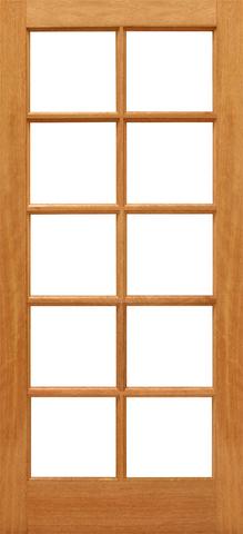 Mahogany Wood Double French Door with 10/5 Glass Prehung