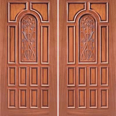 Mahogany Double Exterior Wood Door Model 10