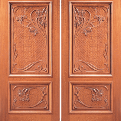 Mahogany Double Exterior Wood Door Model 12