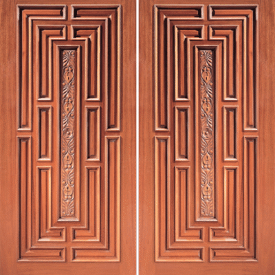 Mahogany Double Exterior Wood Door Model 1411