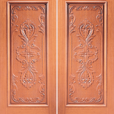 Mahogany Double Exterior Wood Door Model 14