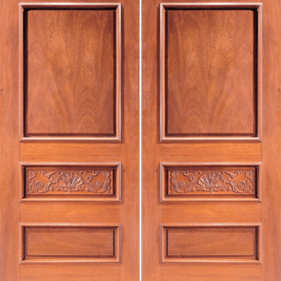 Mahogany Double Exterior Wood Door Model 1