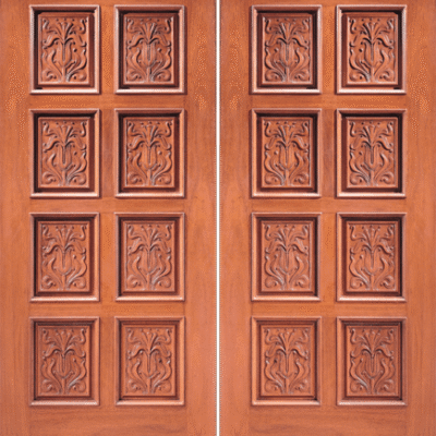 Mahogany Double Exterior Wood Door Model 2