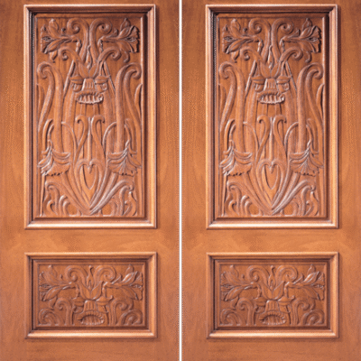 Mahogany Double Exterior Wood Door Model 3