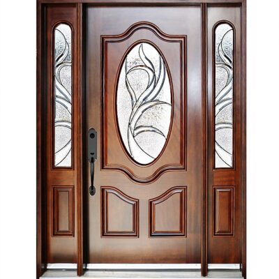 Mahogany Double Exterior Wood Door M800G-1D2S