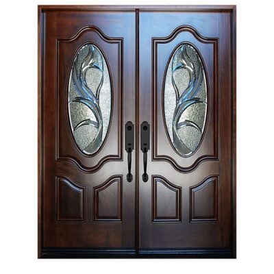 Mahogany Double Exterior Wood Door M800g-2d
