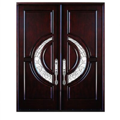 Mahogany Double Exterior Wood Door M580E-2d