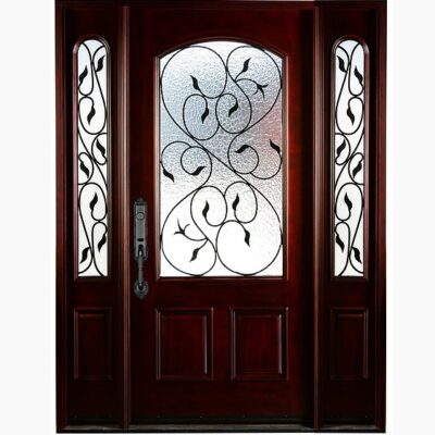 Mahogany Double Exterior Fiberglass Door M280A 1D 2S