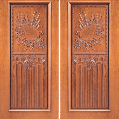 Mahogany Double Exterior Wood Door Model 4