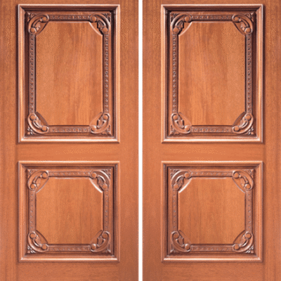 Mahogany Double Exterior Wood Door Model 610