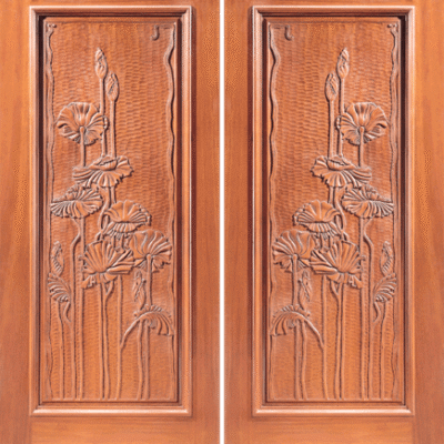 Mahogany Double Exterior Wood Door Model 6