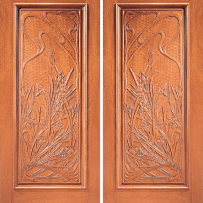 Mahogany Double Exterior Wood Door Model 7