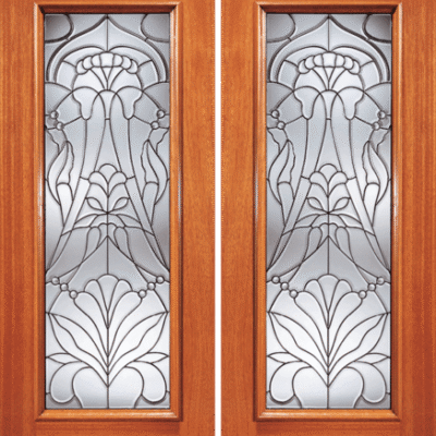 Mahogany Double Exterior Fiberglass Door 830-Series