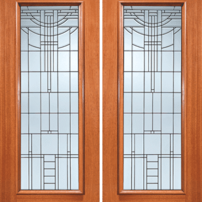 Mahogany Double Exterior Fiberglass Door 906-Series