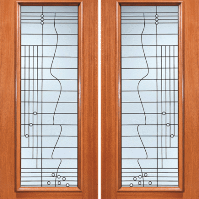 Mahogany Double Exterior Fiberglass Door 908-Series