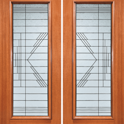 Mahogany Double Exterior Fiberglass Door 910-Series