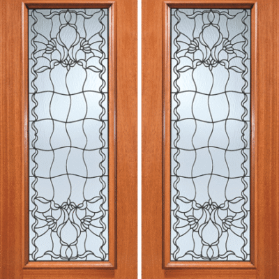 Mahogany Double Exterior Fiberglass Door 914-Series