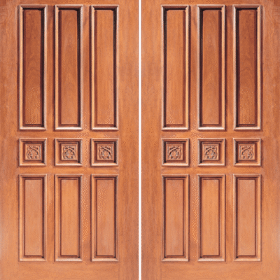 Mahogany Double Exterior Wood Door Model 9
