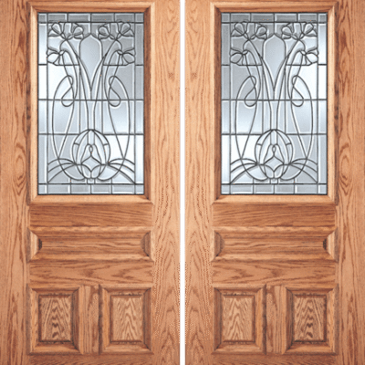 Mahogany Double Exterior Fiberglass Door A-San Francisco