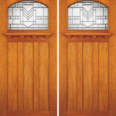 Mahogany Double Exterior Fiberglass Door AC-705-A