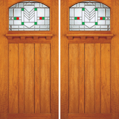 Mahogany Double Exterior Wood Door AC-705-C