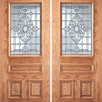 Mahogany Double Exterior Fiberglass Door F-Cambridge