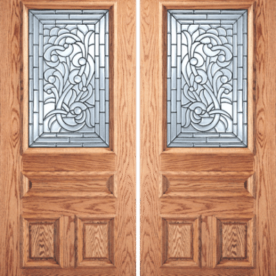 Mahogany Double Exterior Fiberglass Door G-New Orleans
