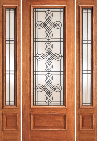 Mahogany Single Exterior Fiberglass Door IR-733 Standard
