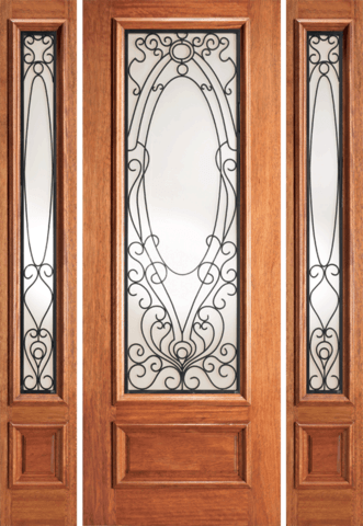 Mahogany Single Exterior Fiberglass Door IR-735 Standard