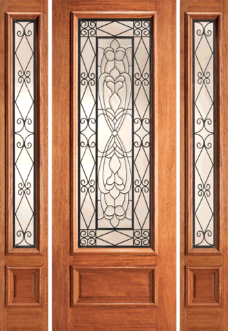Mahogany Single Exterior Fiberglass Door IR-743 Standard